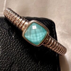 Elegant Silver Bracelet with faceted faux stone